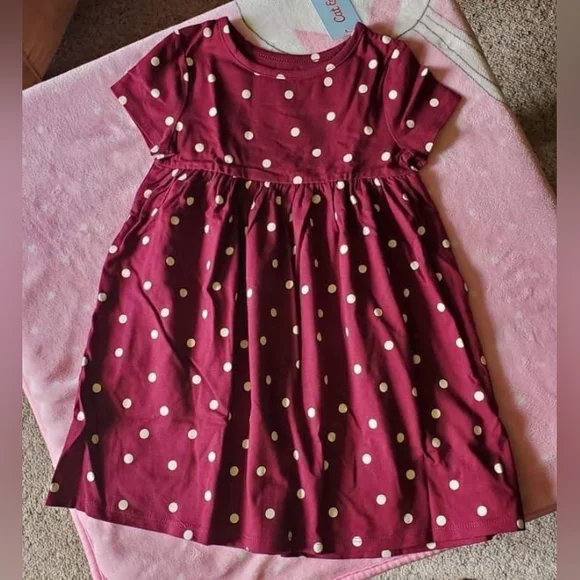 Cat & Jack | Dresses | Nwt Toddler Girls Cat Jack Burgundy Polka Dot Dress  4t